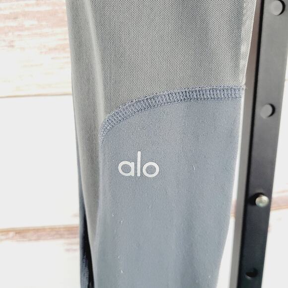 Alo Yoga Women's Coast Leggings Grey Mesh Panel Full Length XS - Picture 4 of 7